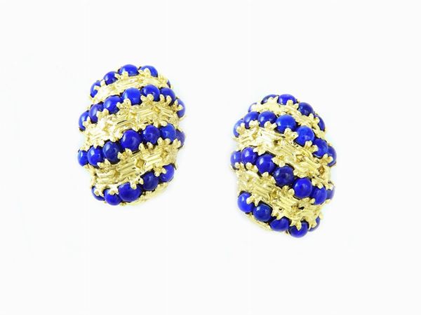 Yellow gold earrings with lapis lazuli  - Auction House-Sale: Furniture, Old Master Paintings and Jewels from florentine house. - II - Maison Bibelot - Casa d'Aste Firenze - Milano