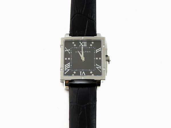 Stainless steel Hamilton gentlemen wristwatch with diamonds