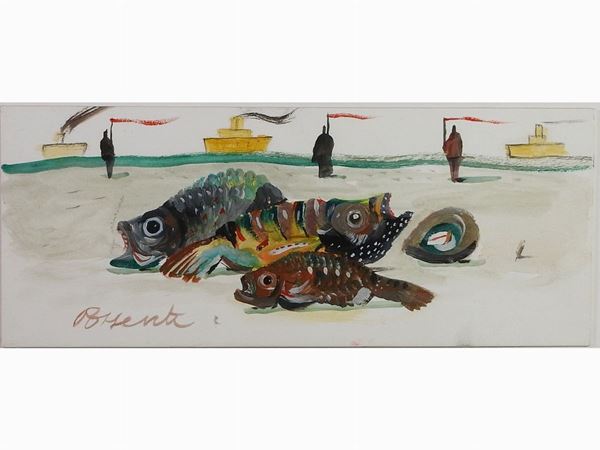 Antonio Possenti : SEascape with Still Life with Fish  ((1933-2016))  - Auction Modern and Contemporary Art - III - Maison Bibelot - Casa d'Aste Firenze - Milano