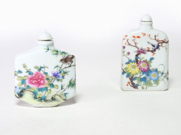 Two Painted Porcelain Snuff Bottles