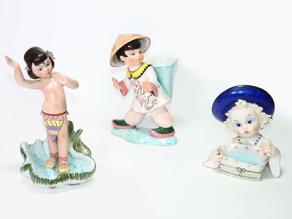 Three Polychrome Ceramic Figures