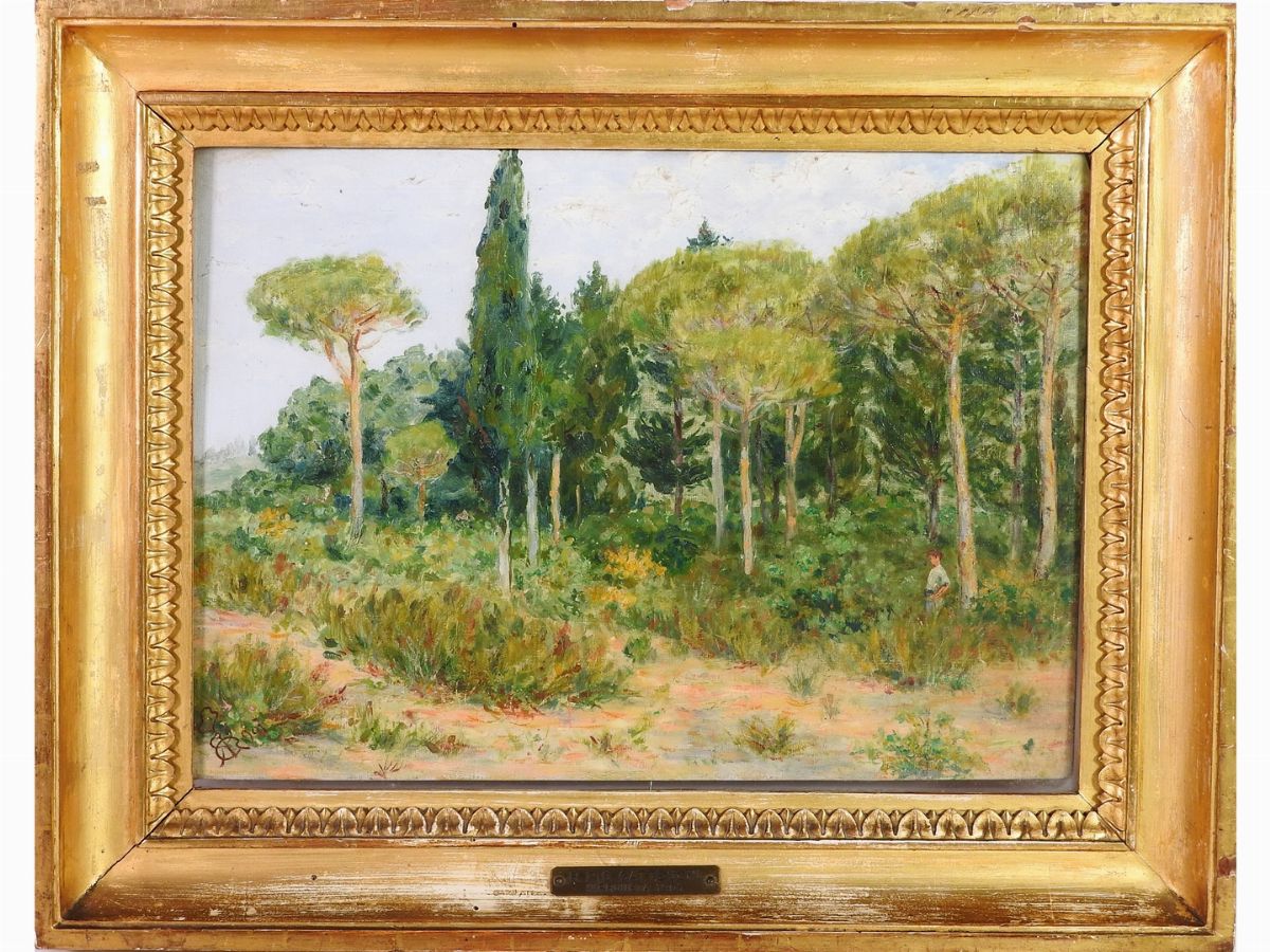 Pio Roberto Gatteschi - Paesaggio di Campagna con Figura