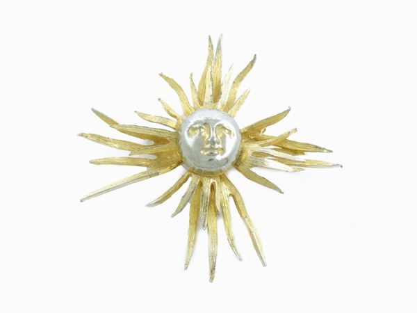 Sun goldtone metal brooch, Kenneth Jay Lane