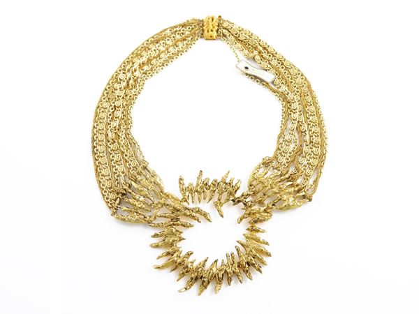 Goldtone metal collar, Bijoux Bozart