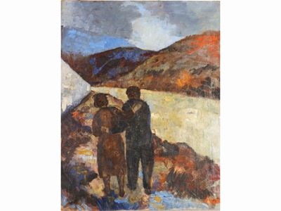 Paesaggio con Figure Anni Cinquanta