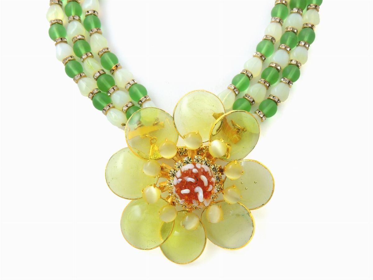 Collana/spilla in Vetro e Strass, Moans Couture