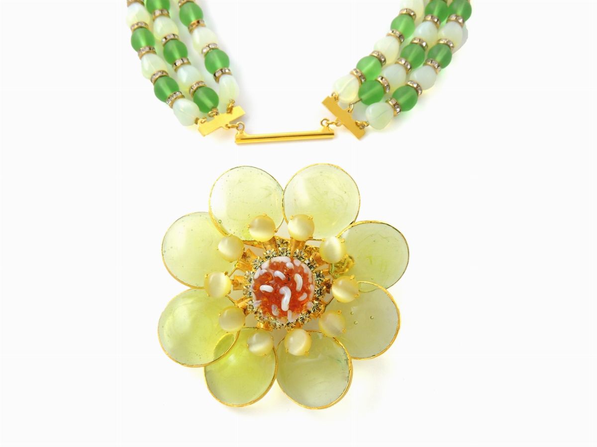 Collana/spilla in Vetro e Strass, Moans Couture