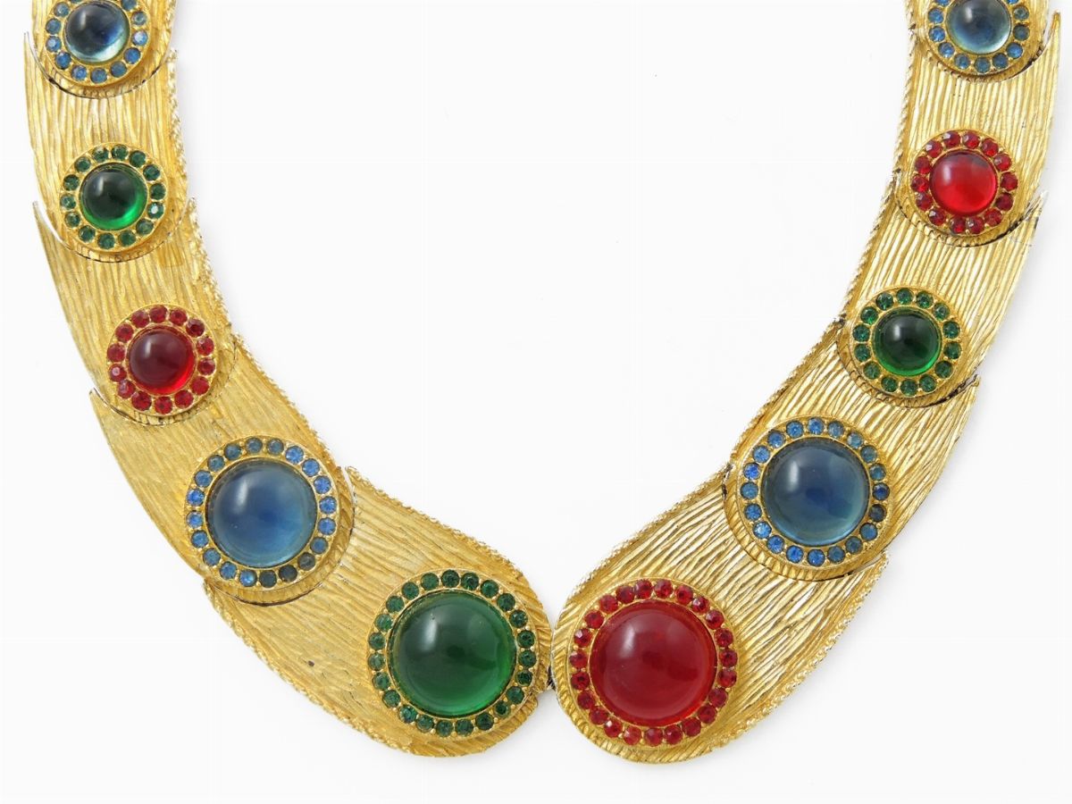 Demi Parure in Metallo Dorato, Vetro e Strass, Mosell