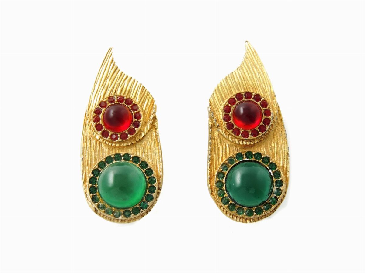 Demi Parure in Metallo Dorato, Vetro e Strass, Mosell