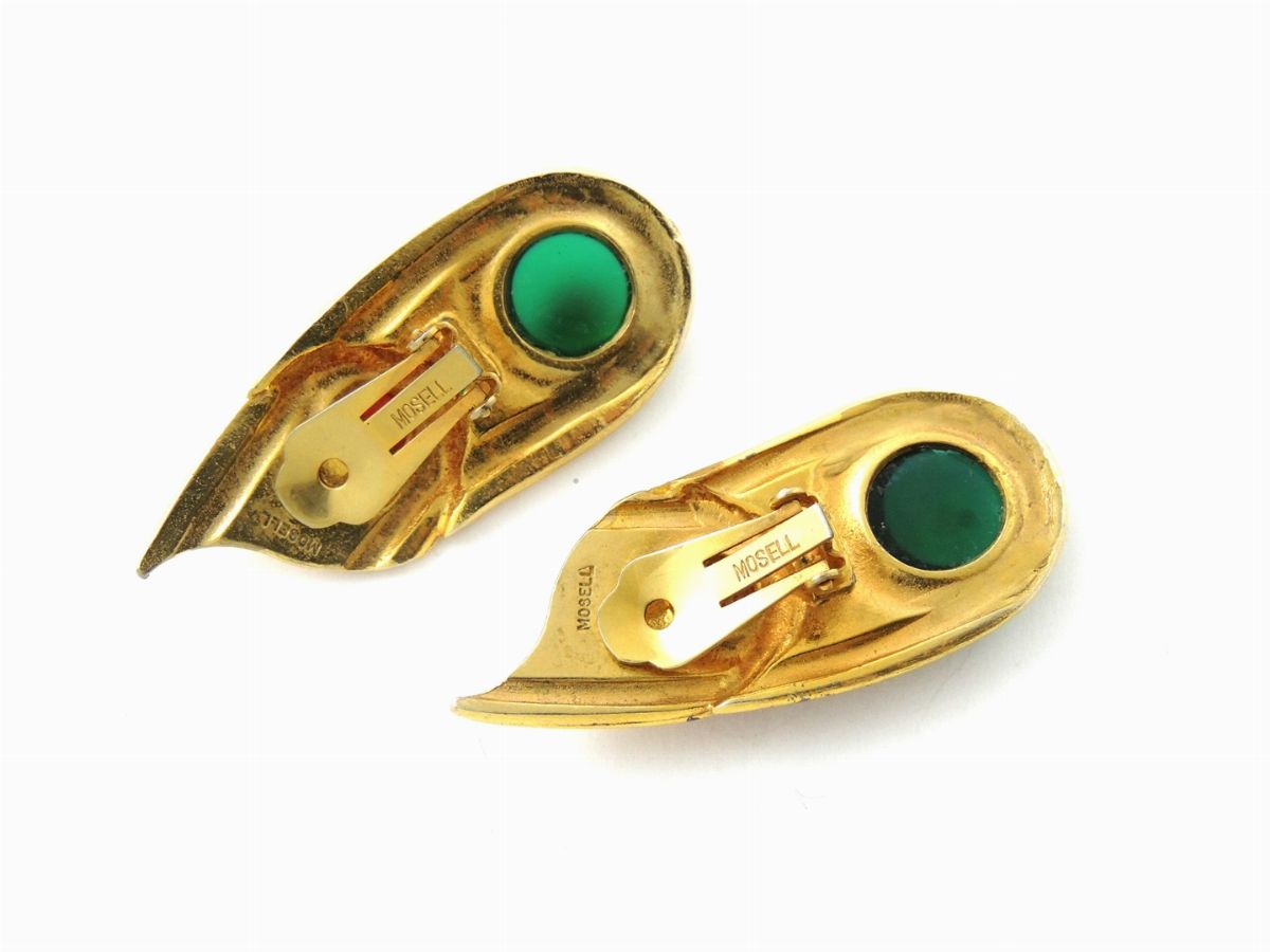 Demi Parure in Metallo Dorato, Vetro e Strass, Mosell