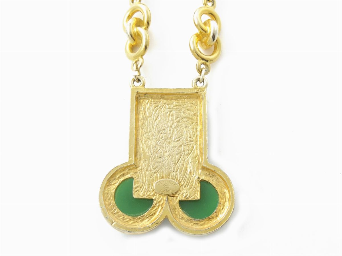 Collana in Metallo Dorato, Resina e Strass, Kenneth Jay Lane