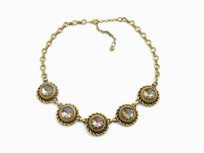 Collana in Metallo Brunito e Cristalli Irridescenti, Elsa Schiaparelli