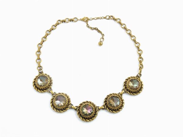 Burnished metal and watermelon crystal necklace, Elsa Schiaparelli