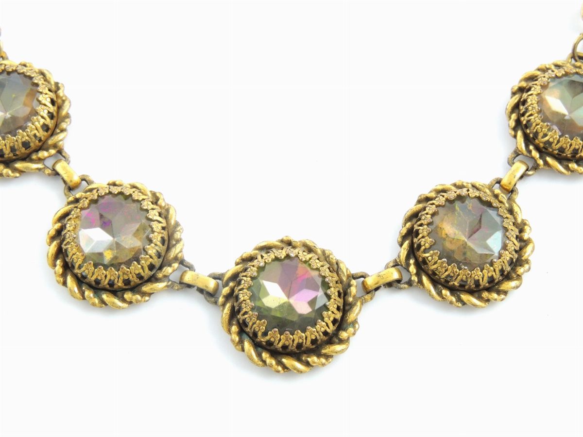 Collana in Metallo Brunito e Cristalli Irridescenti, Elsa Schiaparelli