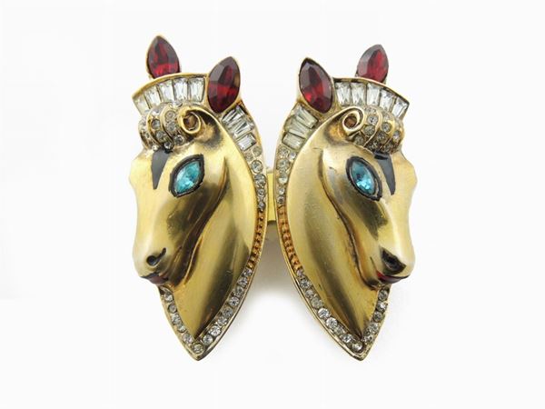 Coro Craft Duette by Adolph Kats sterling vermeil horse head set