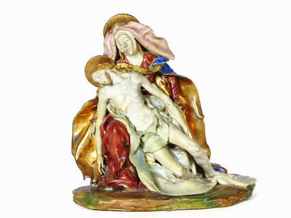 Eugenio Pattarino - A Polychrome Earthenware Figural Group of the Piety