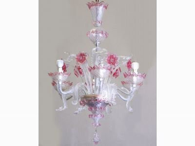 Lampadario in Vetro Soffiato Incolore di Murano