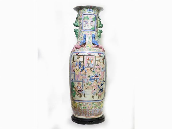 A Painted Porcelain Baluster Vase