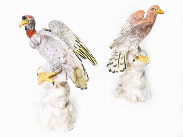 A Pair of Polychrome Porcelain Figural Groups