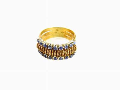 Anello in Oro Giallo e Zaffiri