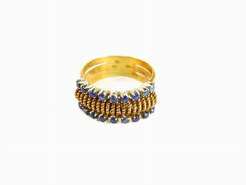 Anello in Oro Giallo e Zaffiri