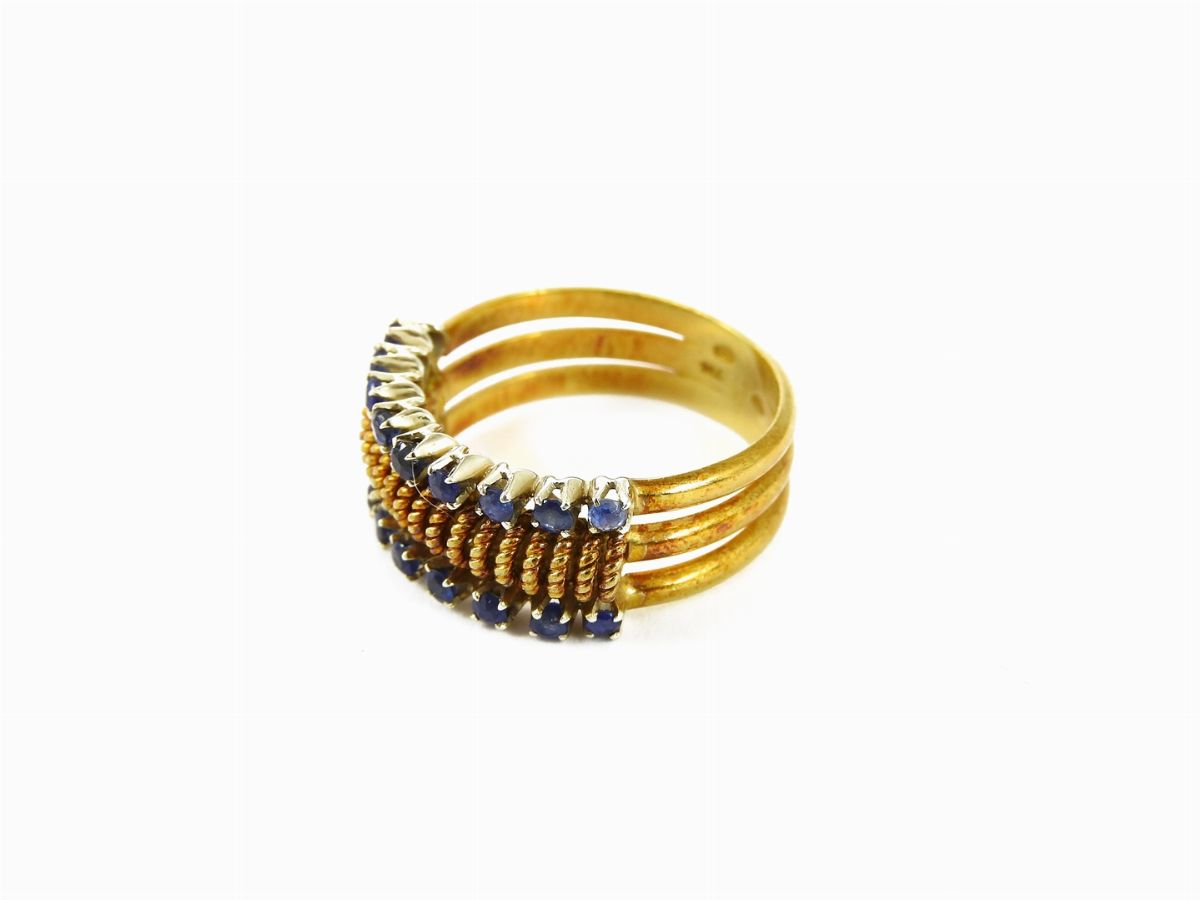 Anello in Oro Giallo e Zaffiri