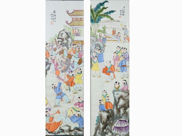 A pair of Porcelain Plaques