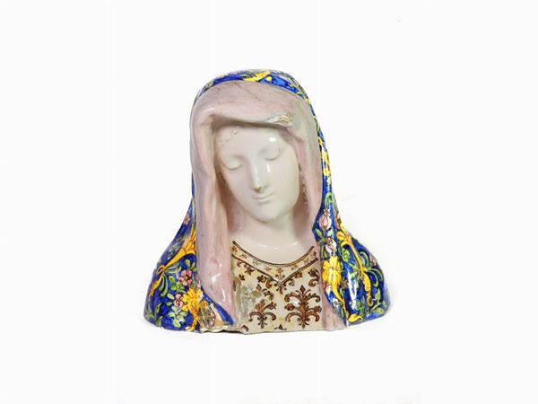 A Glazed Earthenware Bust of the Virgin