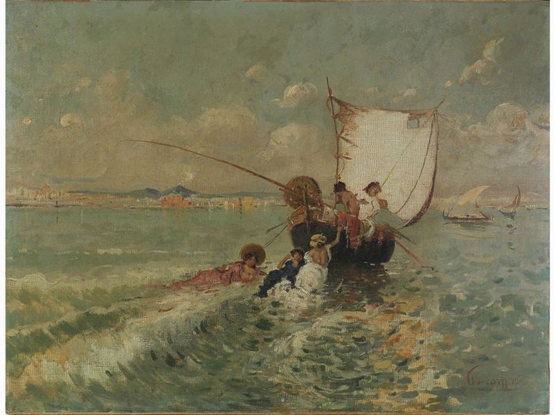 Giuseppe Leoni - Marina Siciliana con Figure 1909