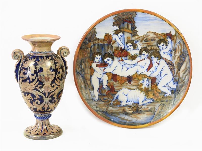 Lotto di Oggetti in Terracotta Smaltata a Lustro