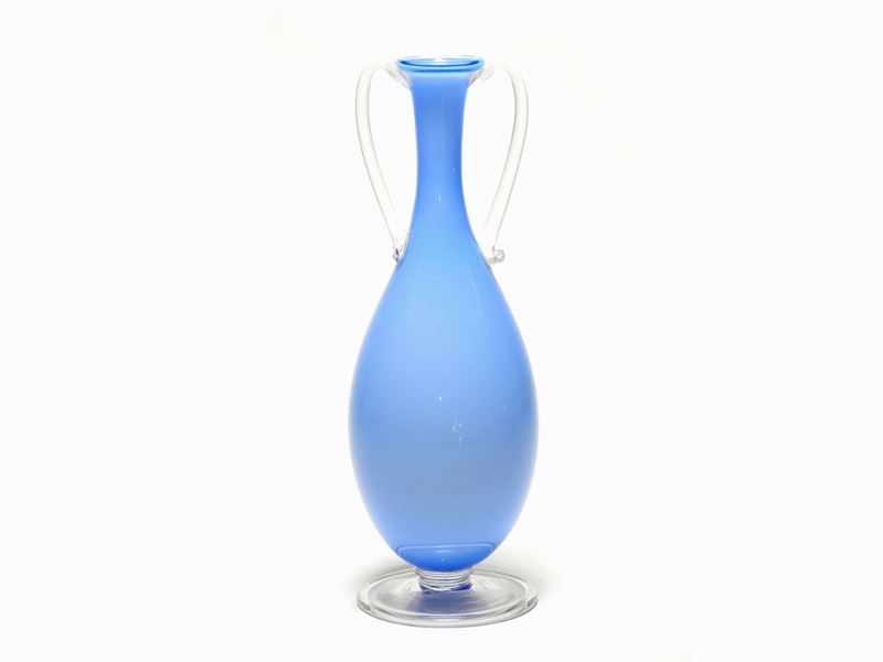 Piccolo Vaso in Vetro Soffiato Celeste