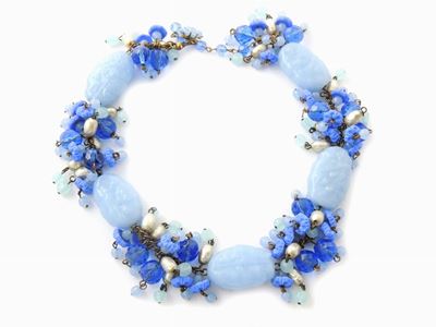 Parure in Vetro e Resina Azzurra, Miriam Haskell