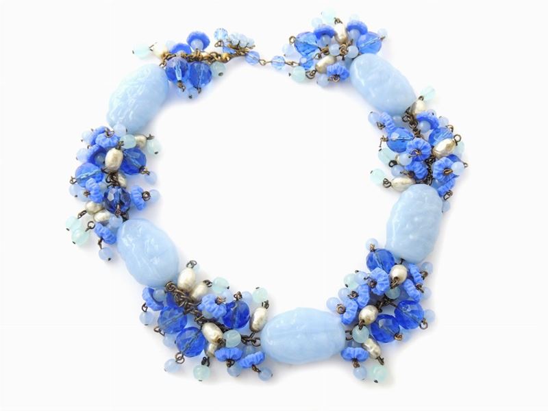 Parure in Vetro e Resina Azzurra, Miriam Haskell