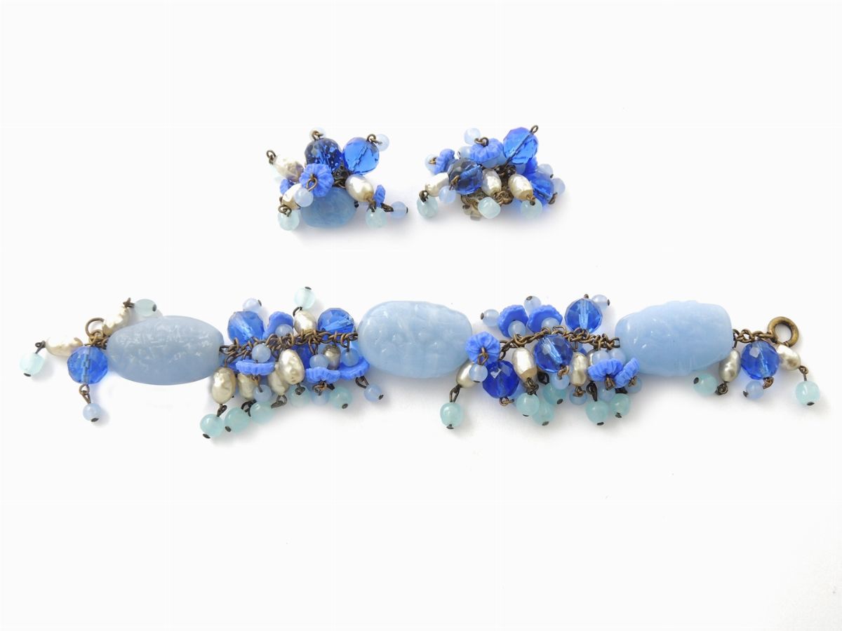 Parure in Vetro e Resina Azzurra, Miriam Haskell