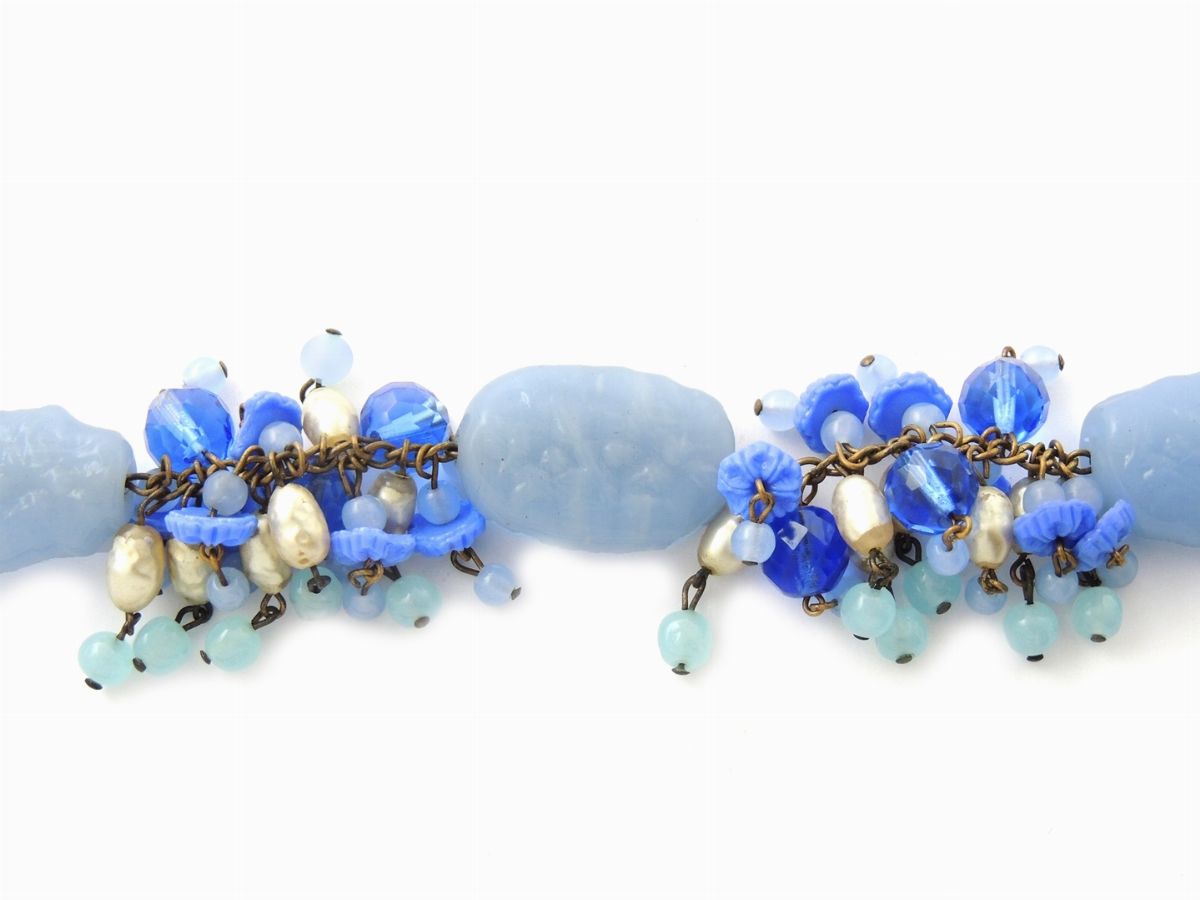 Parure in Vetro e Resina Azzurra, Miriam Haskell