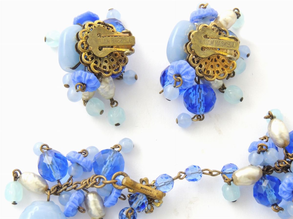 Parure in Vetro e Resina Azzurra, Miriam Haskell