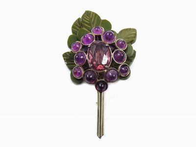 Spilla Floreale in Bachelite e Vetro, Blumenthal