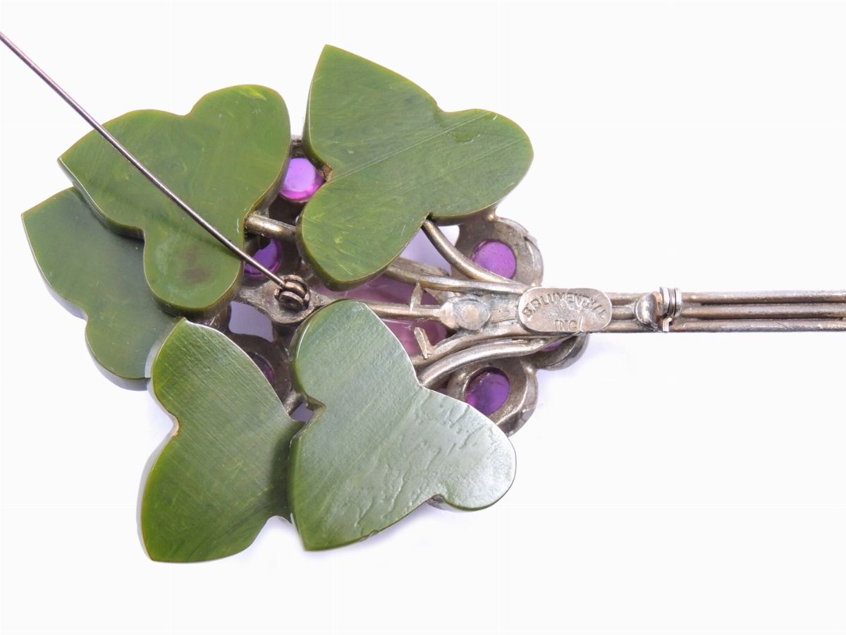 Spilla Floreale in Bachelite e Vetro, Blumenthal