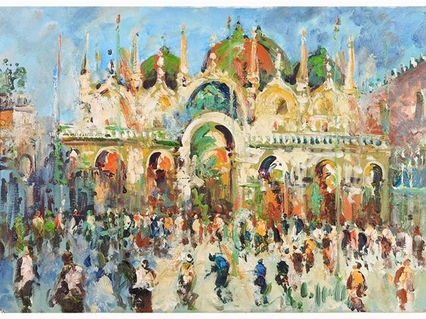 Emanuele Cappello : View of The Piazza San Marco in Venice  - Auction Modern and Contemporary Art - III - Maison Bibelot - Casa d'Aste Firenze - Milano