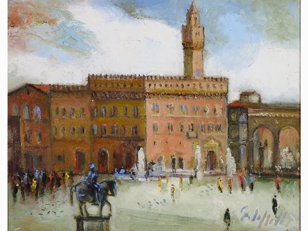 Emanuele Cappello : View of The Piazza della Signoria in Florence  - Auction Modern and Contemporary Art - III - Maison Bibelot - Casa d'Aste Firenze - Milano