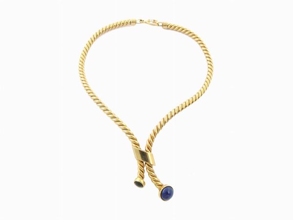 Goldtone metal and glass necklace, Bijoux Cascio