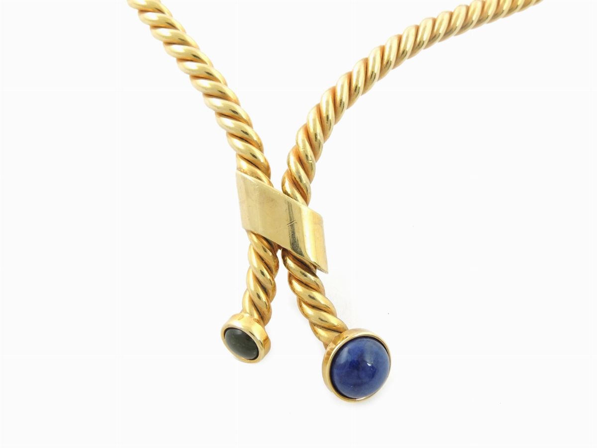 Girocollo in Metallo Dorato Rigido e Vetro, Bijoux Cascio