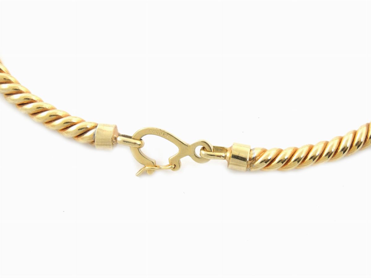 Girocollo in Metallo Dorato Rigido e Vetro, Bijoux Cascio