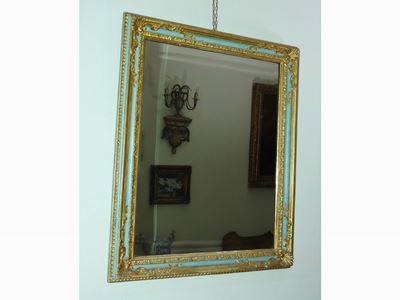 Cornice in Legno Laccato Celeste e Dorato