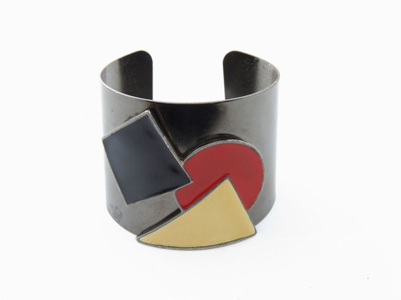 Bracciale Rigido in Metallo Brunito e Smalto