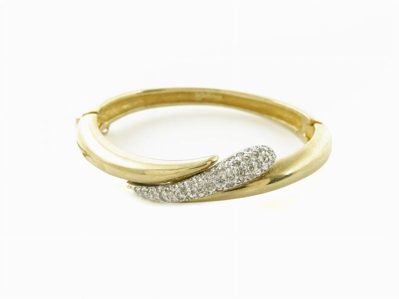 Bracciale Rigido in Metallo Dorato e Strass, Panetta