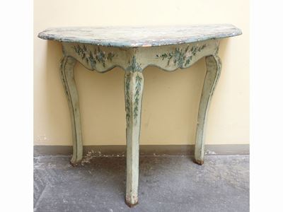 Piccola Console in Legno Laccato Celeste