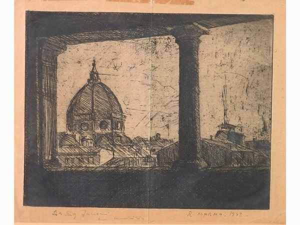 Rodolfo Marma - View of Florence 1948