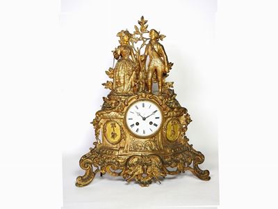Orologio da Camino in Metallo Dorato