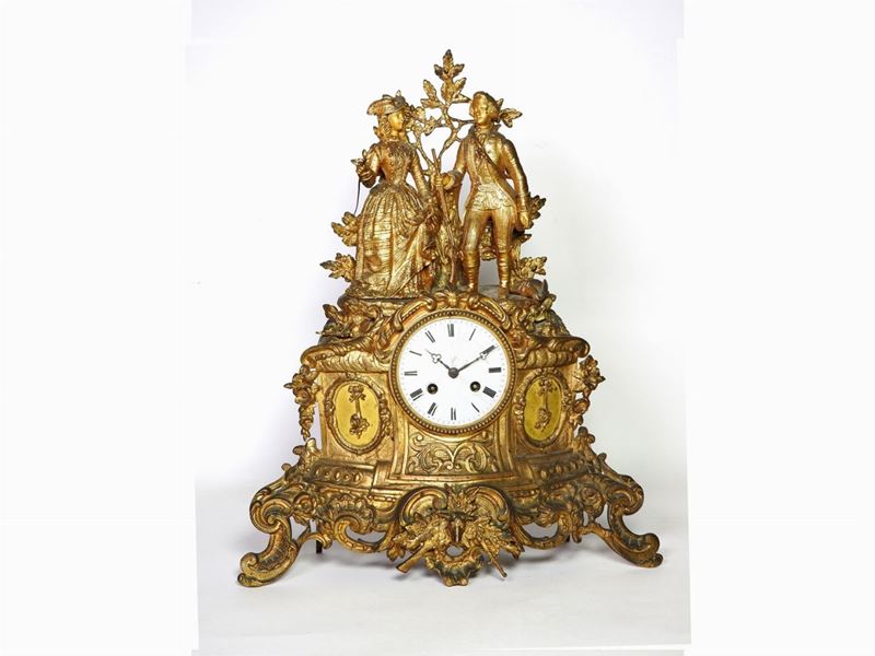Orologio da Camino in Metallo Dorato